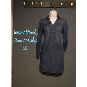 WHBM denim lace up dress with pockets size 00